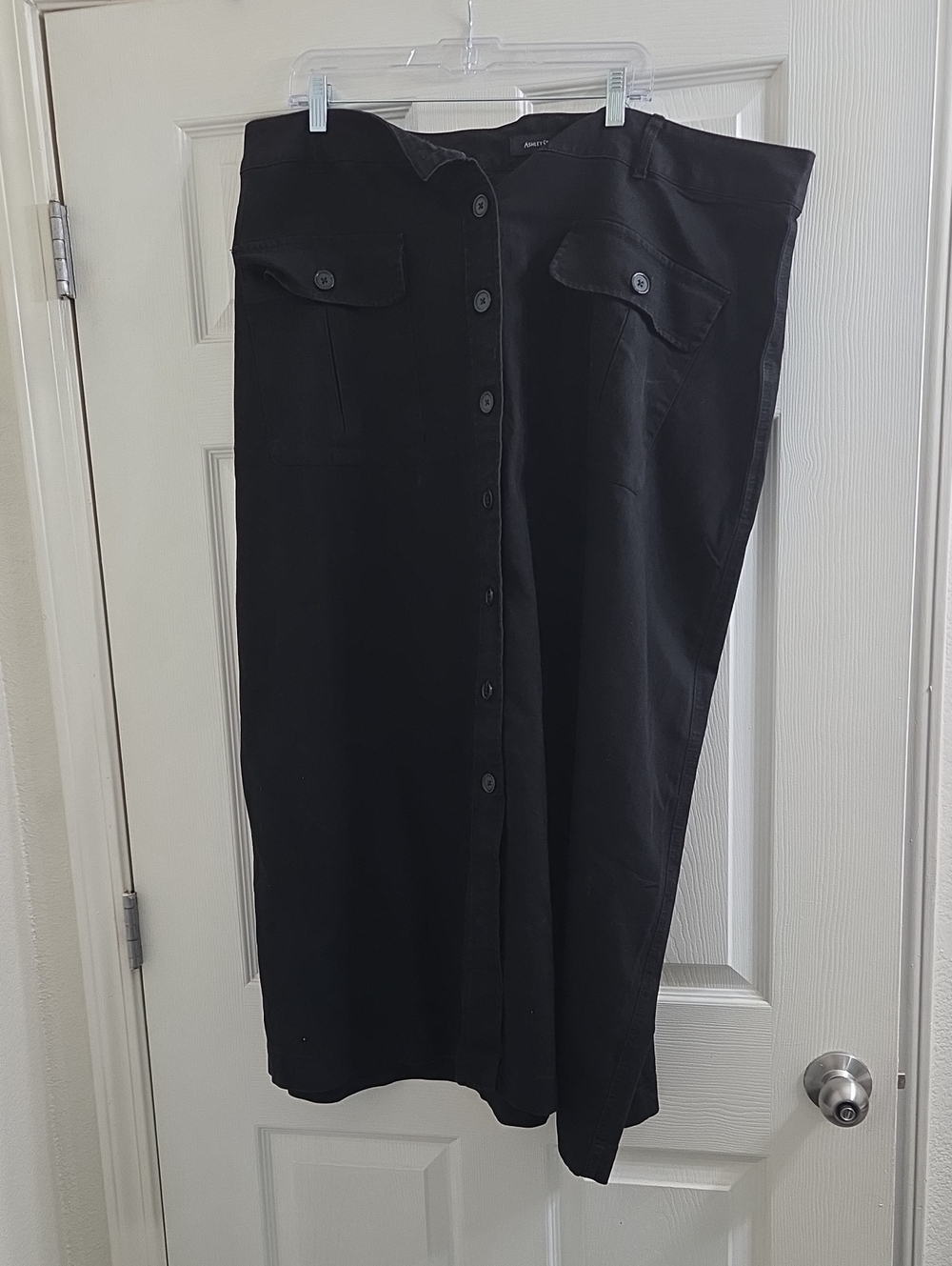 Ashley Stewart Black Button-Front Maxi Skirt